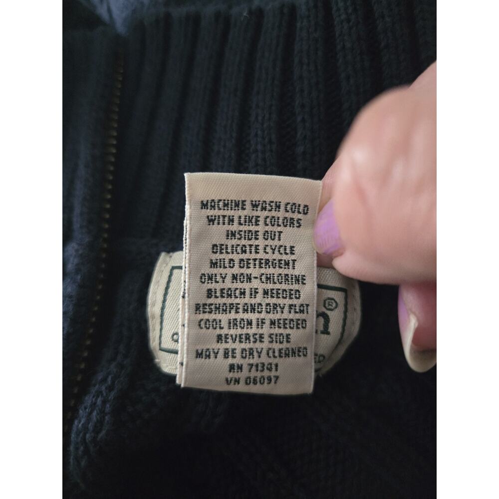 LL Bean Cable Knit Mock Neck Sweater Women's 3X Cotton Full Zip Navy Blue - Picture 4 of 5